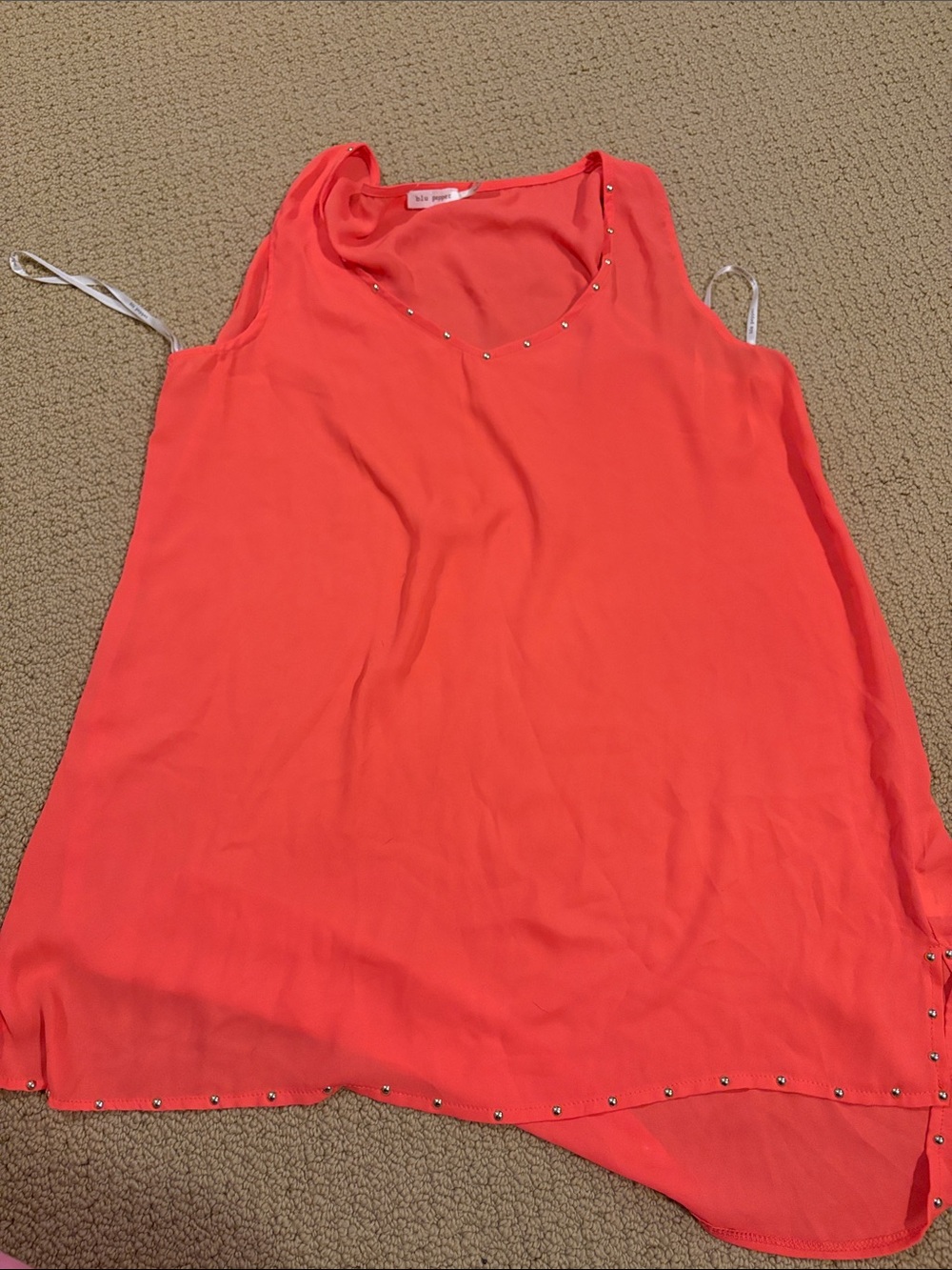 Blu Pepper Coral Sleeveless Stud-Detail Tank Top